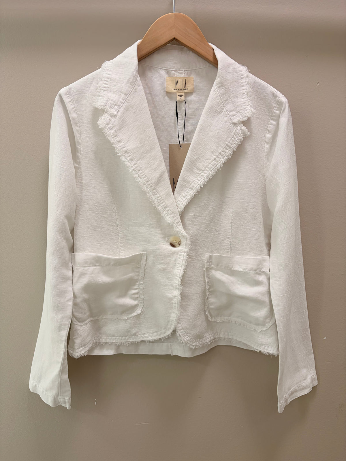 Mila Raw Edge Blazer - White
