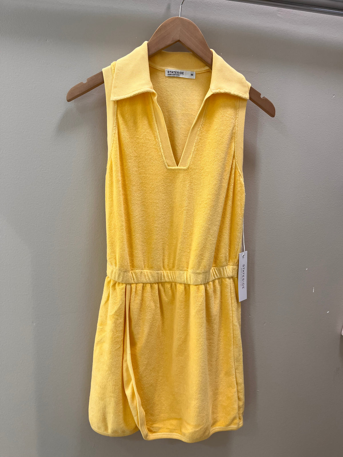 Stateside Loop Terry Wrap Front Polo Dress- Buttercup