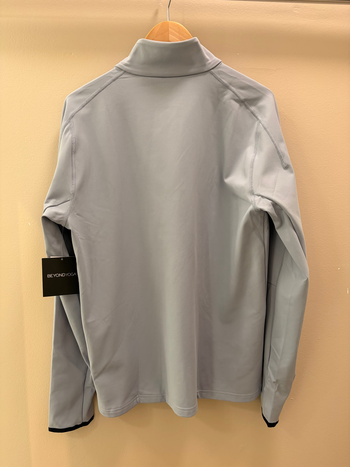 Beyond Yoga Pacer Fleece Quarter Zip Mens Pullover- Dusty Blue