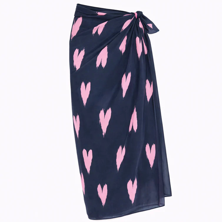 KERRI ROSENTHAL Ikat Heart Sarong- Indigo Blue/ Palm Pink