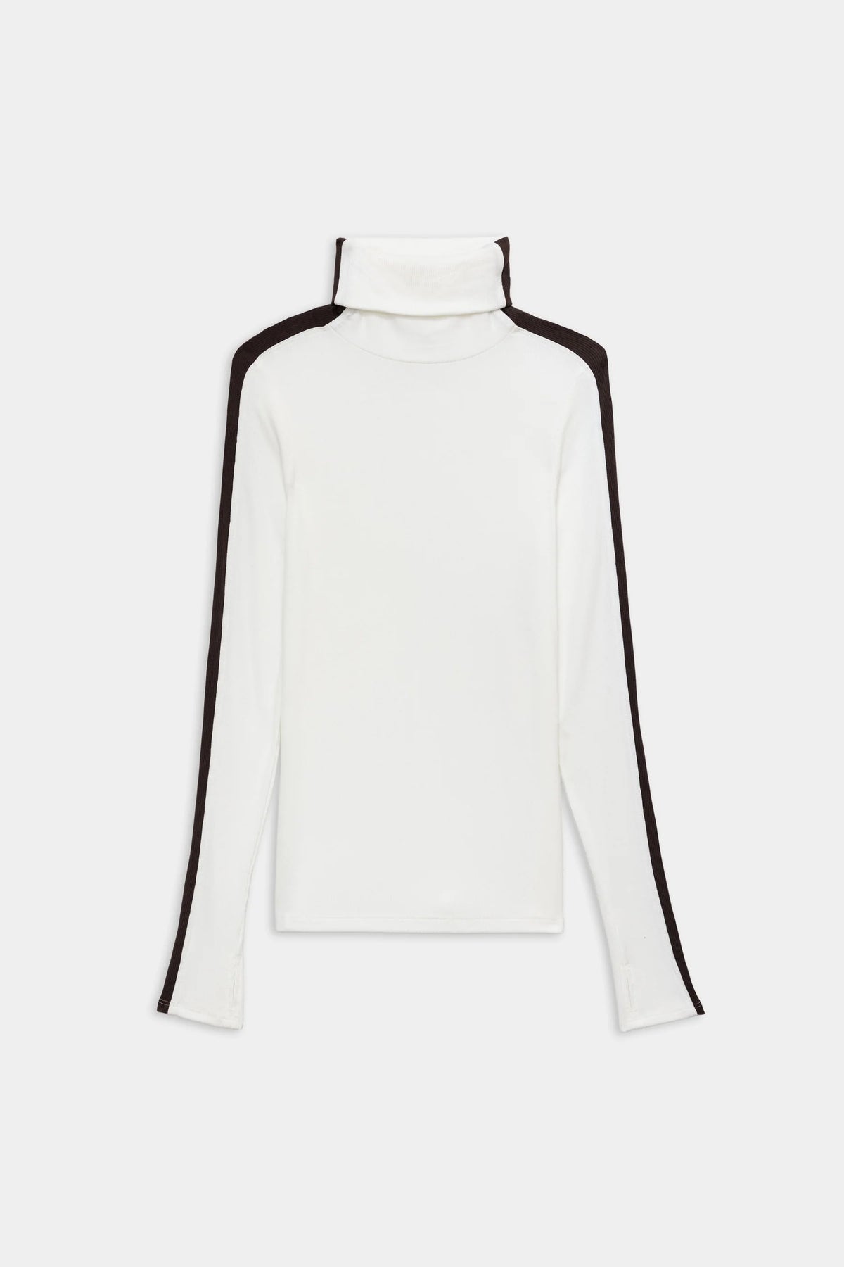 Splits 59 Jackson Rib Full Length Turtleneck - White/Dark Chocolate