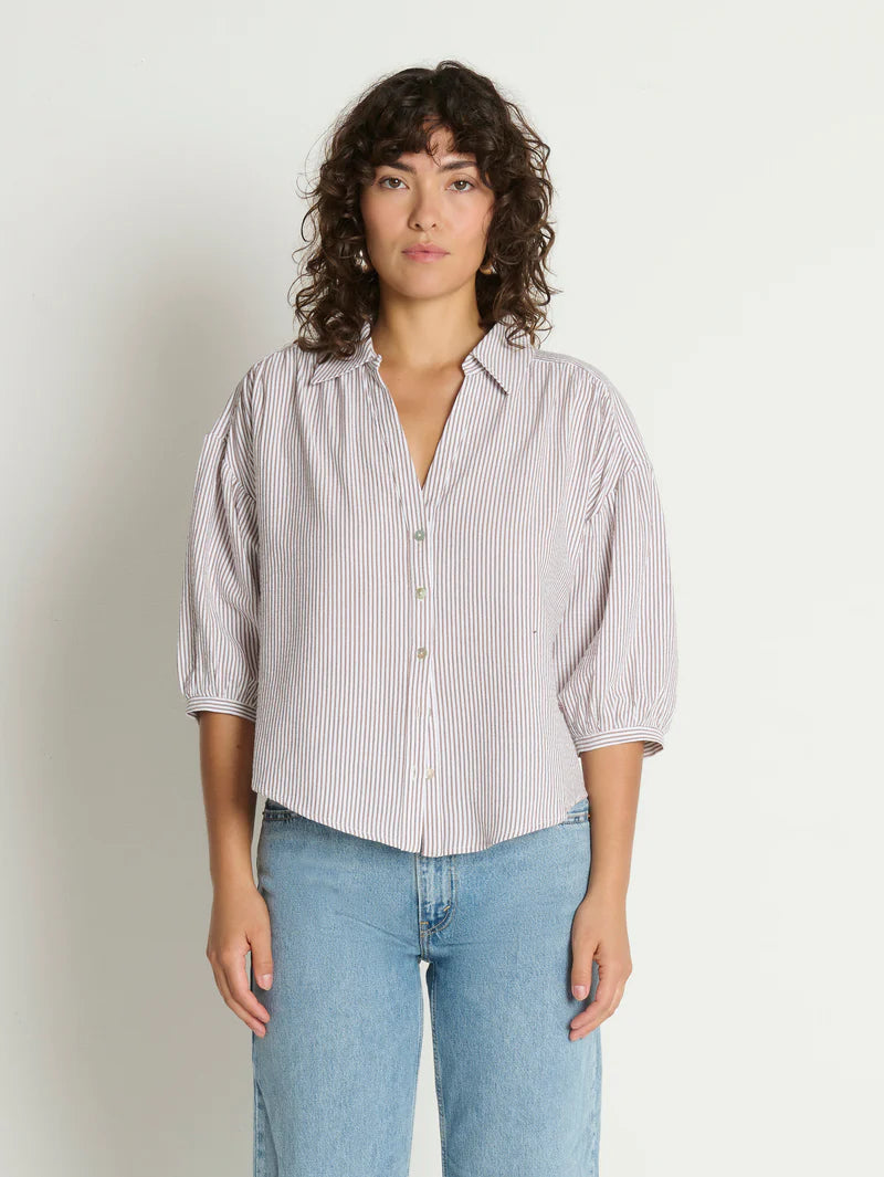 Nation Ltd. Jaynee Blouse Shirt- Praline Stripe