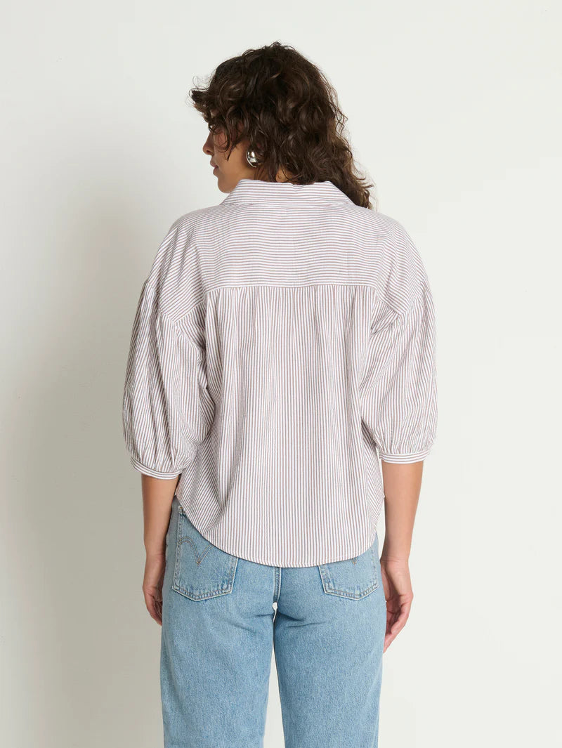 Nation Ltd. Jaynee Blouse Shirt- Praline Stripe