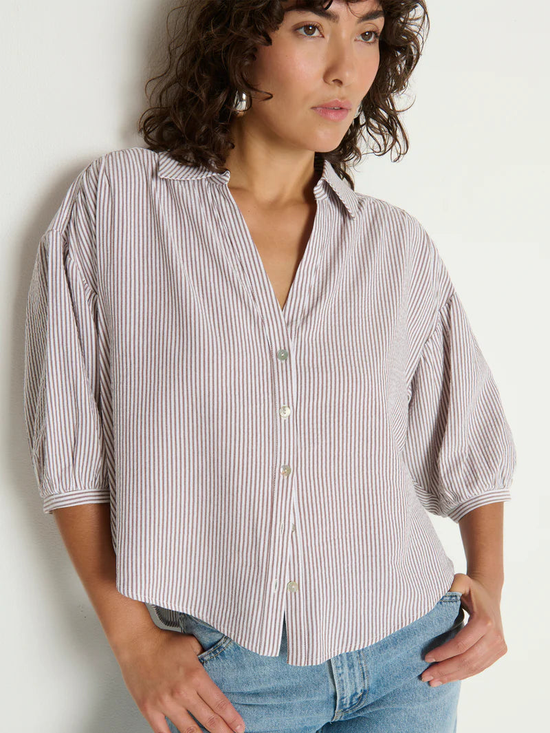 Nation Ltd. Jaynee Blouse Shirt- Praline Stripe