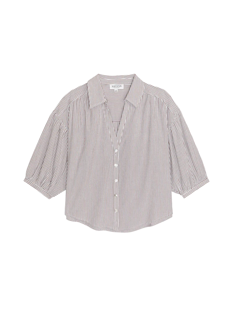 Nation Ltd. Jaynee Blouse Shirt- Praline Stripe