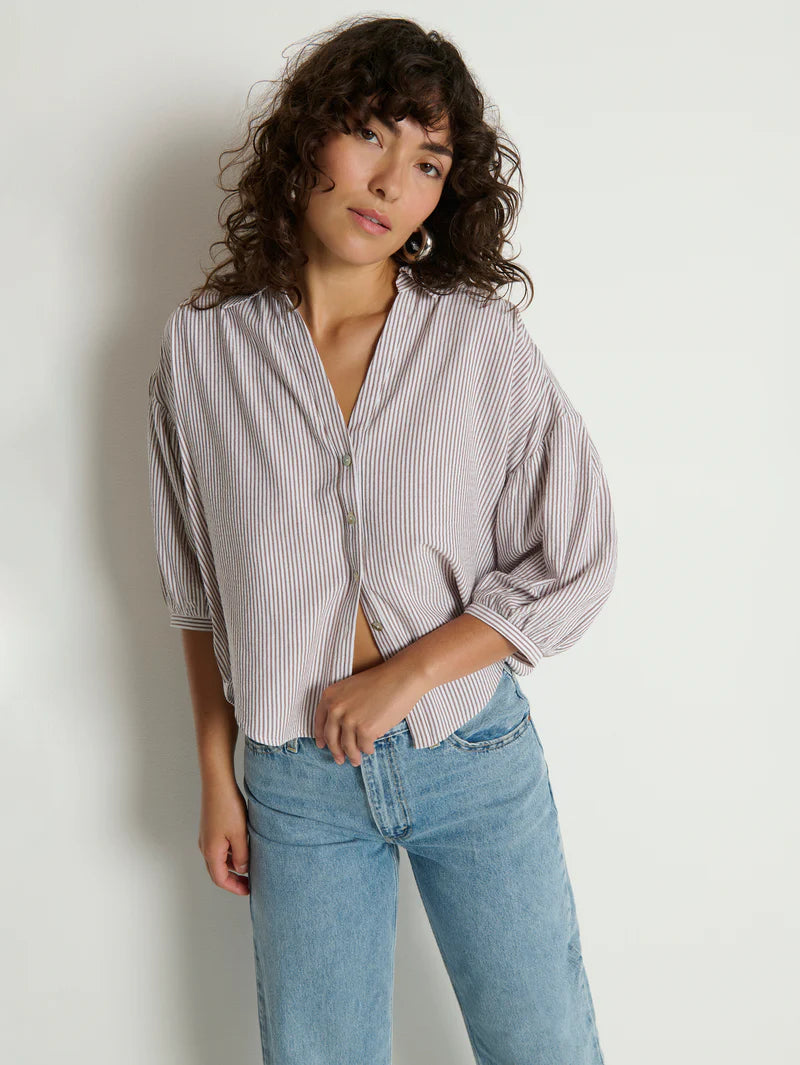 Nation Ltd. Jaynee Blouse Shirt- Praline Stripe