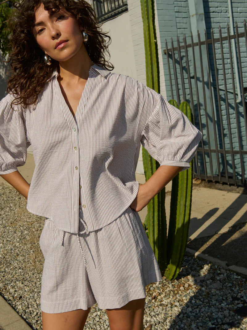 Nation Ltd. Jaynee Blouse Shirt- Praline Stripe