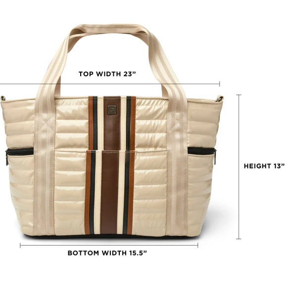 Think Royln Jetset Wingman Tote - Blonde Patent and Colorblock Luxe Stripe