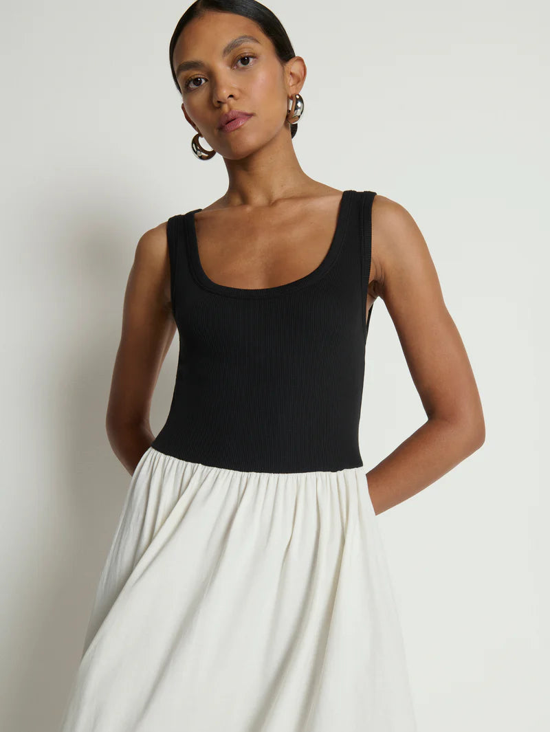 Nation Ltd Karla Midi Dress- Porcelain Color Block
