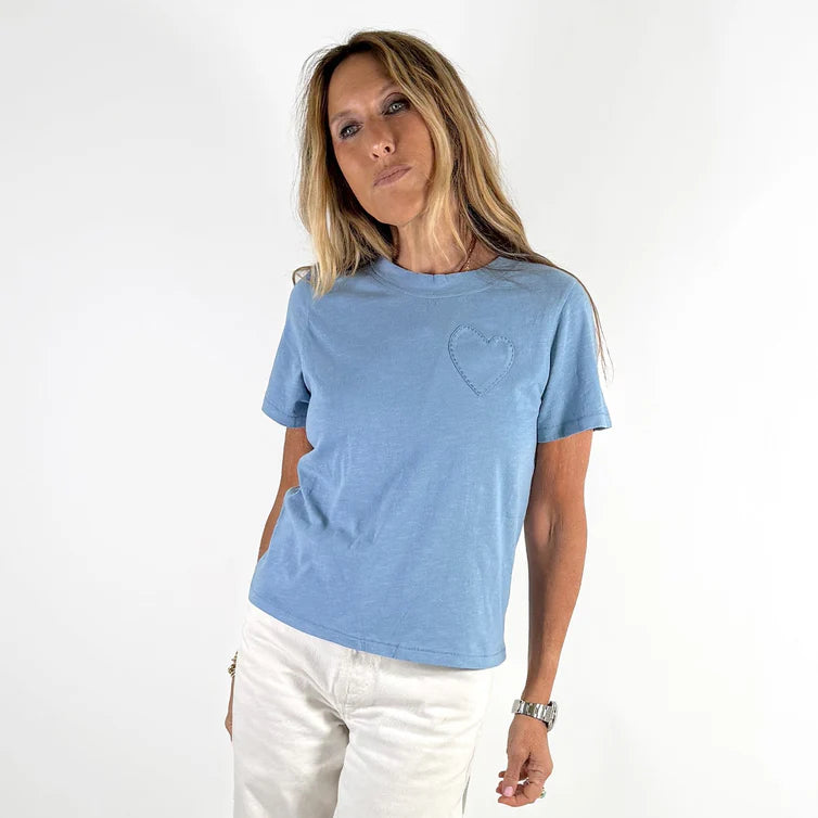 KERRI ROSENTHAL Slub Tee- Solvang Blue