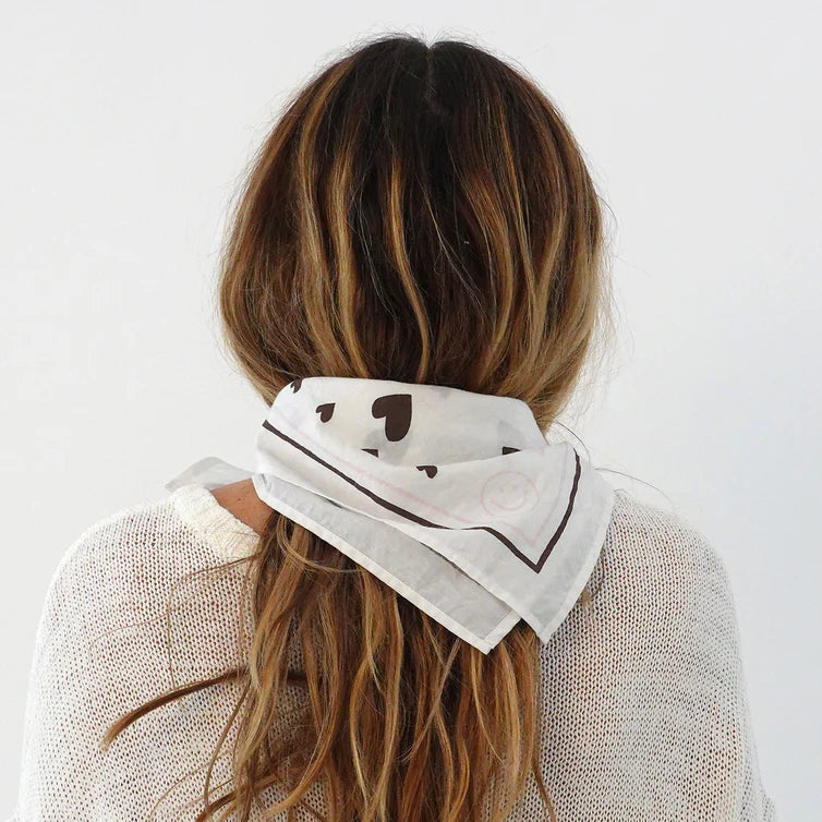 KERRI ROSENTHAL Drippy Heart Bandana- White