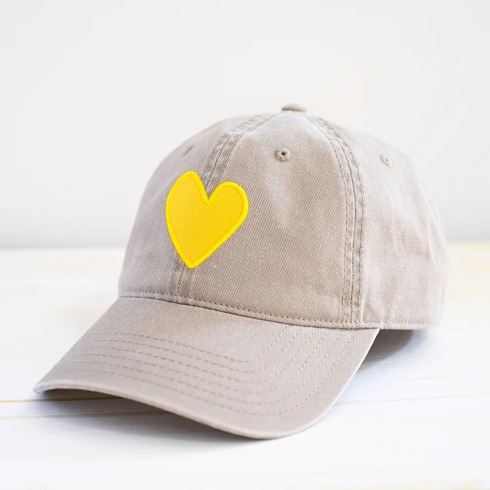 KERRI ROSENTHAL Baseball Hat Heart Patch- Sand/ Sunshine