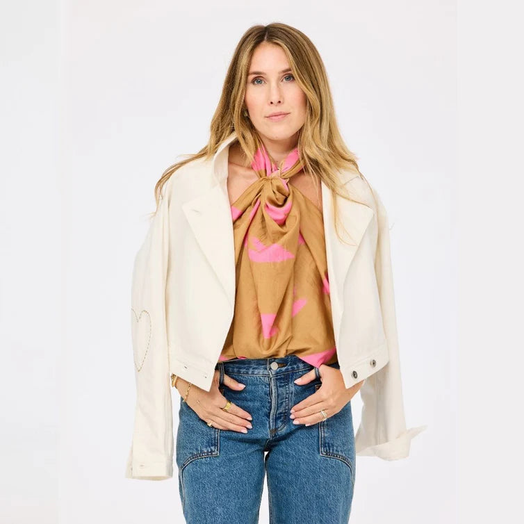 KERRI ROSENTHAL Ikat Heart Sarong- Lark/ Palm Pink