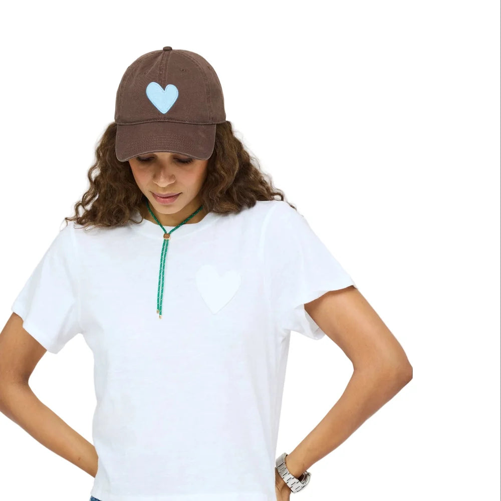 KERRI ROSENTHAL Imperfect Velvet Heart Hat- Cocoa/ Chambray