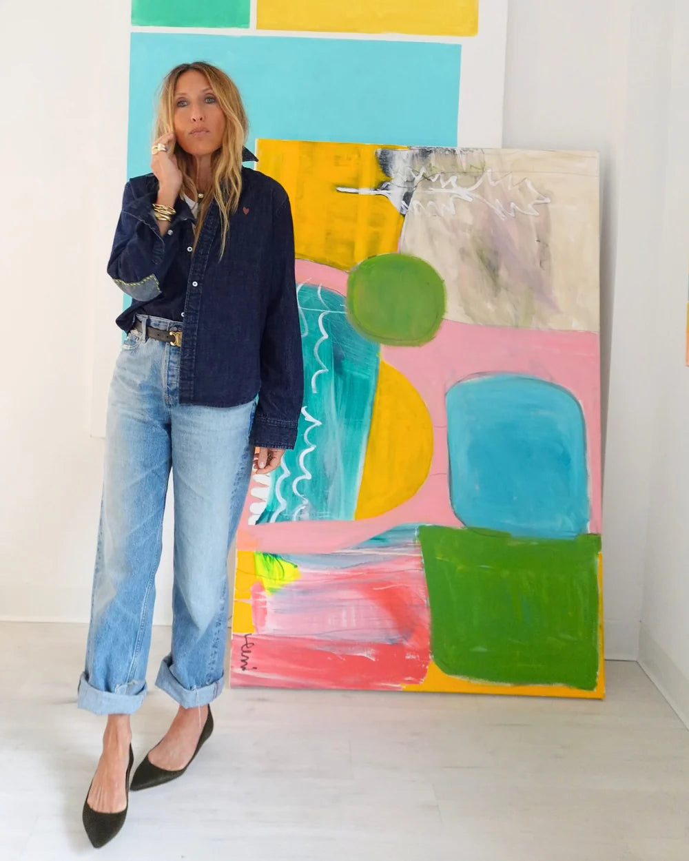 KERRI ROSENTHAL Keaton Denim Shirt- Dark Rinse