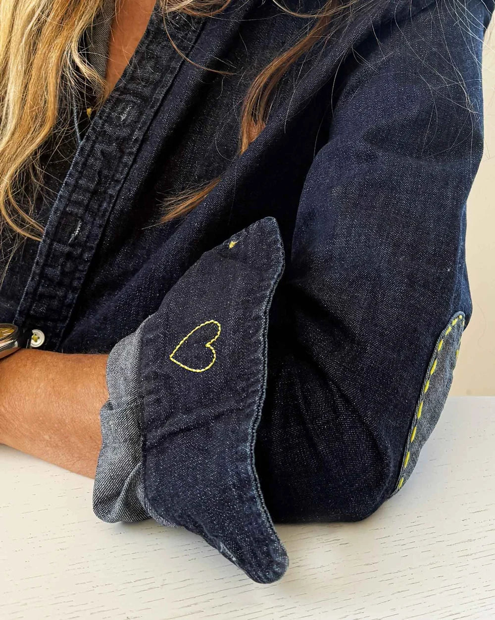 KERRI ROSENTHAL Keaton Denim Shirt- Dark Rinse