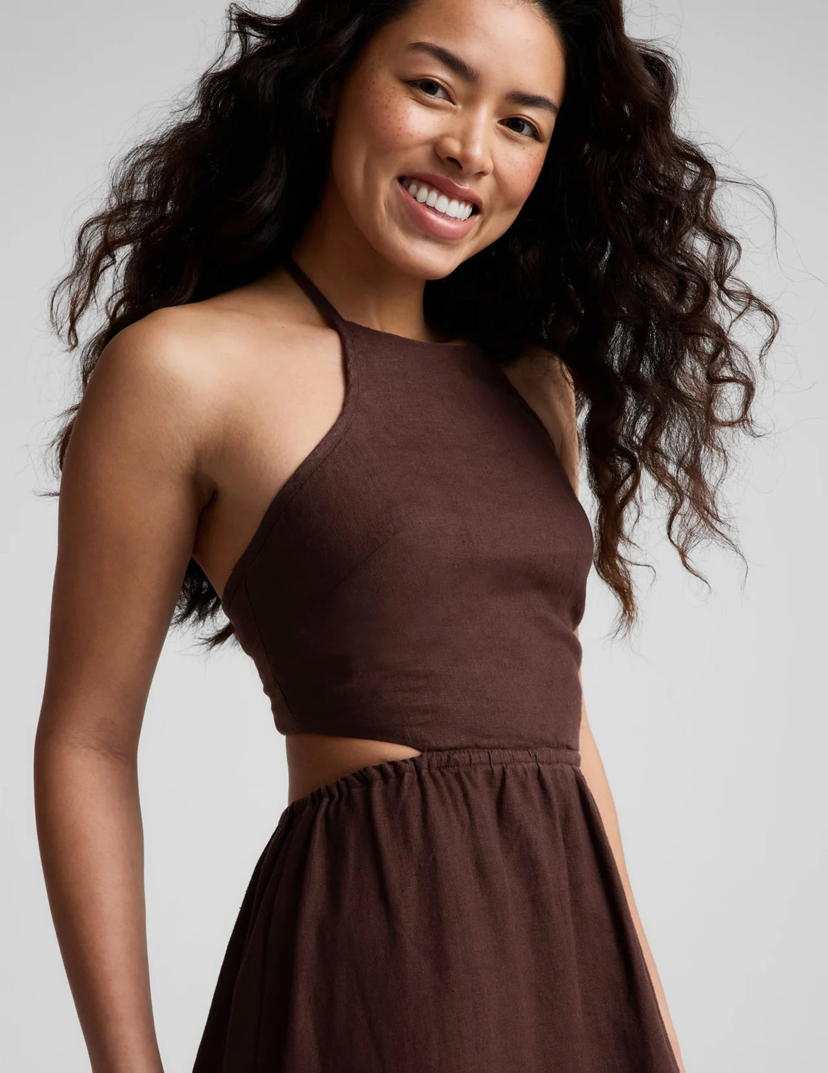Beyond Yoga SoftWash Linen Halter Dress