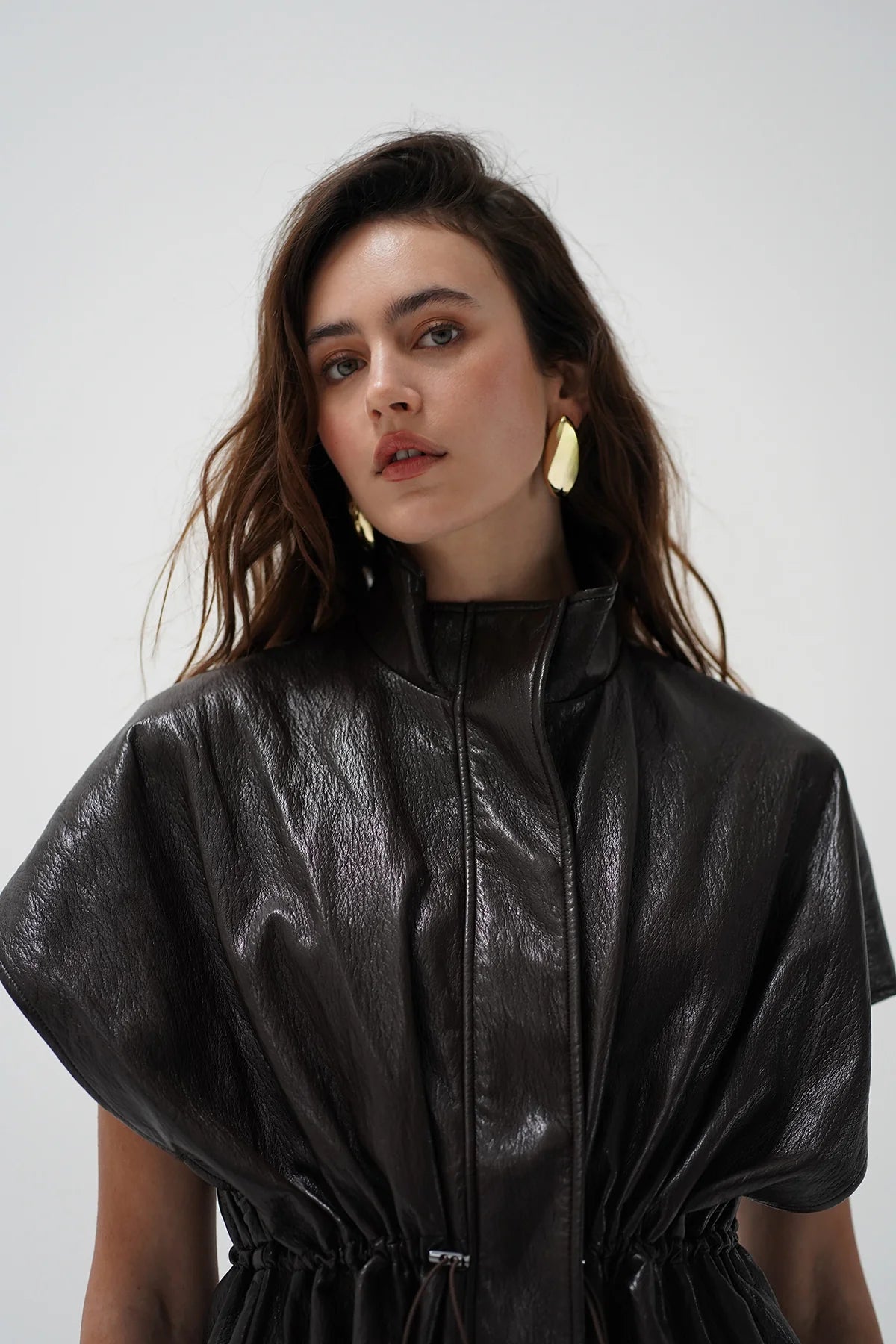 LNA Fairfax Short Sleeve Leather Jacket - Brown