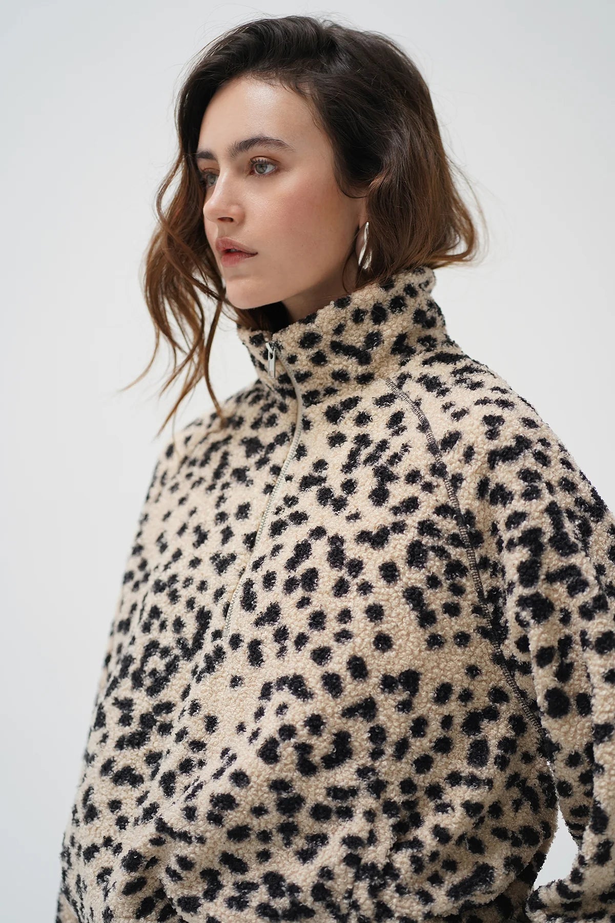 LNA James Sherpa Half Zip - Spotted Animal