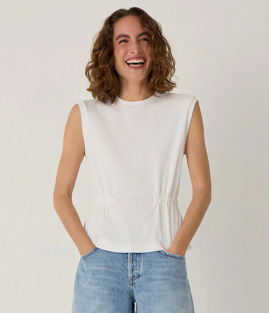 Michael Stars Rochel Pepplum Tank - White
