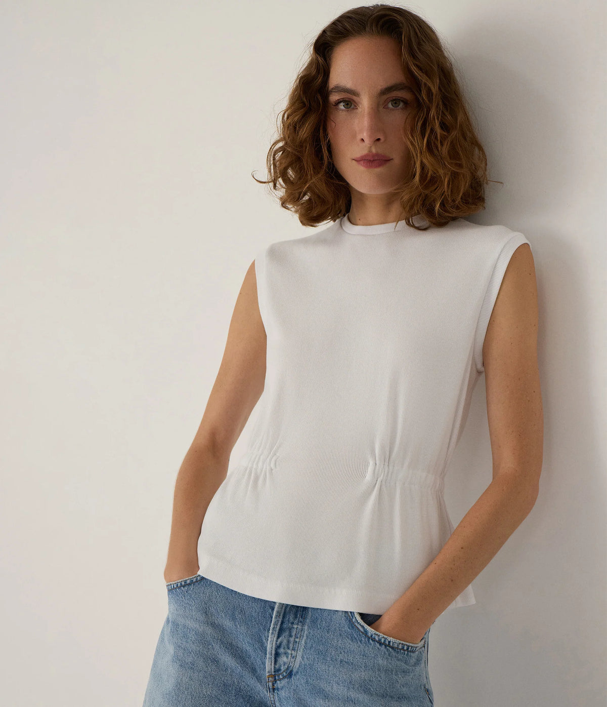 Michael Stars Rochel Pepplum Tank - White