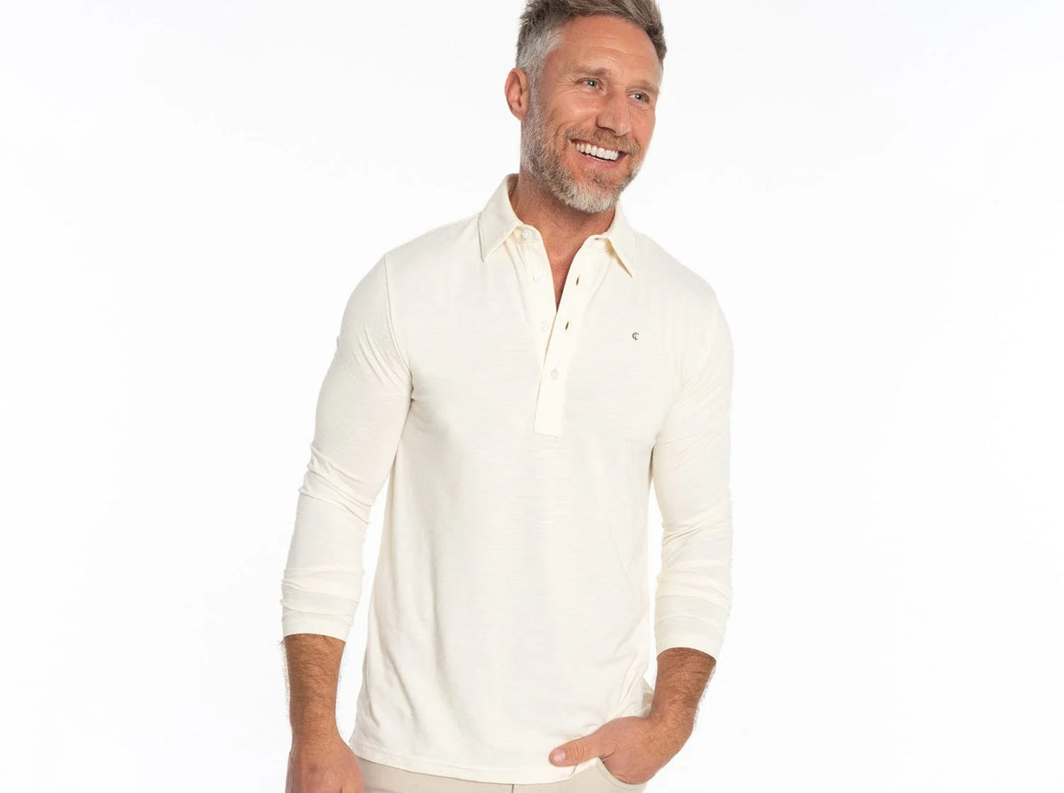 Criquet brrr Long Sleeve Range Polo - Natural