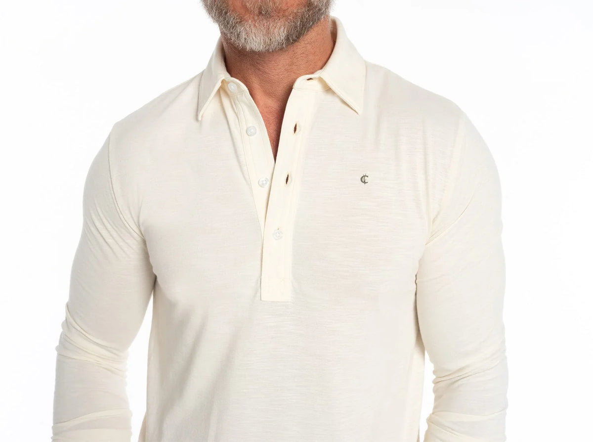 Criquet brrr Long Sleeve Range Polo - Natural