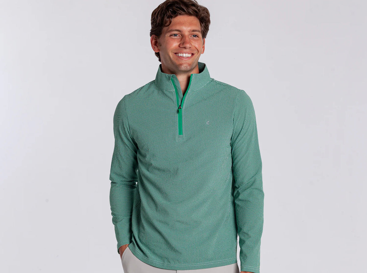 Criquet Seersucker Performance Pullover - Green
