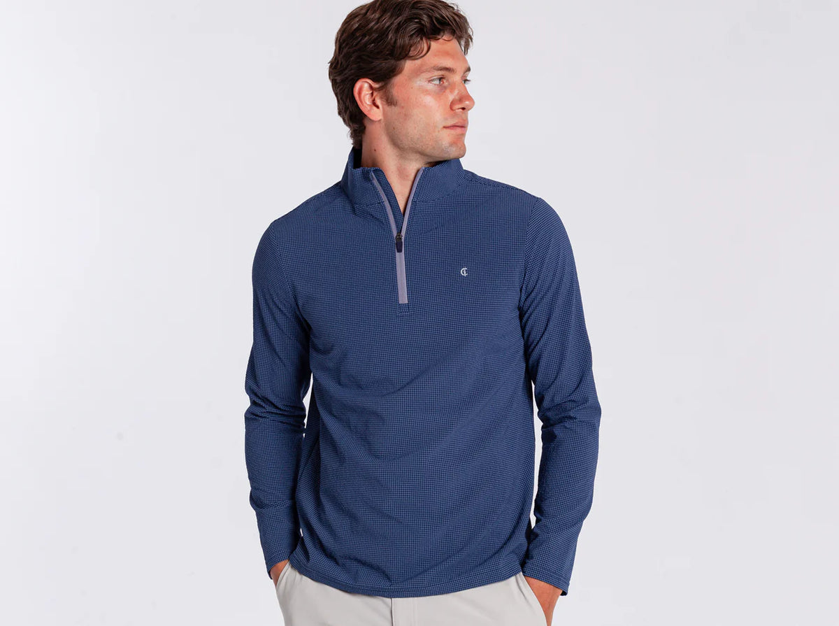 Criquet Seersucker Performance Pullover - Navy
