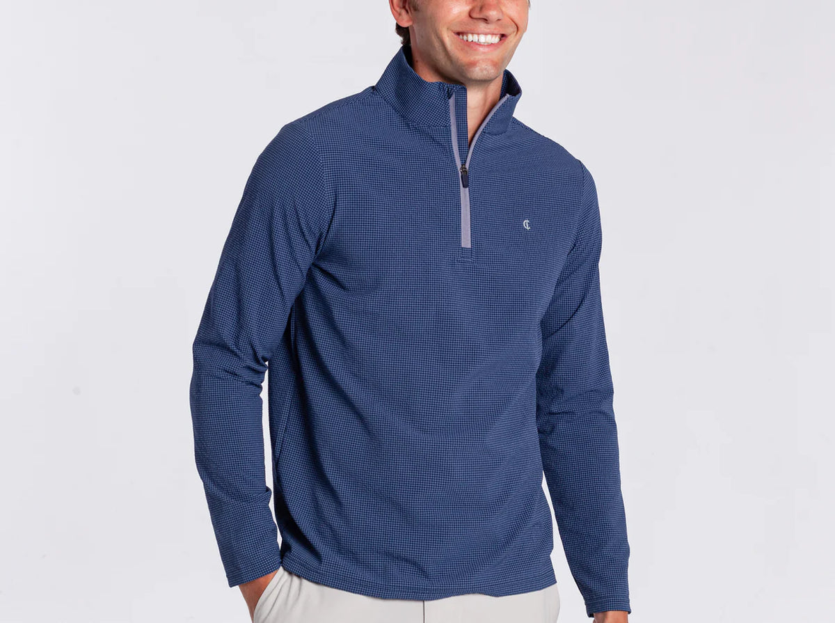 Criquet Seersucker Performance Pullover - Navy