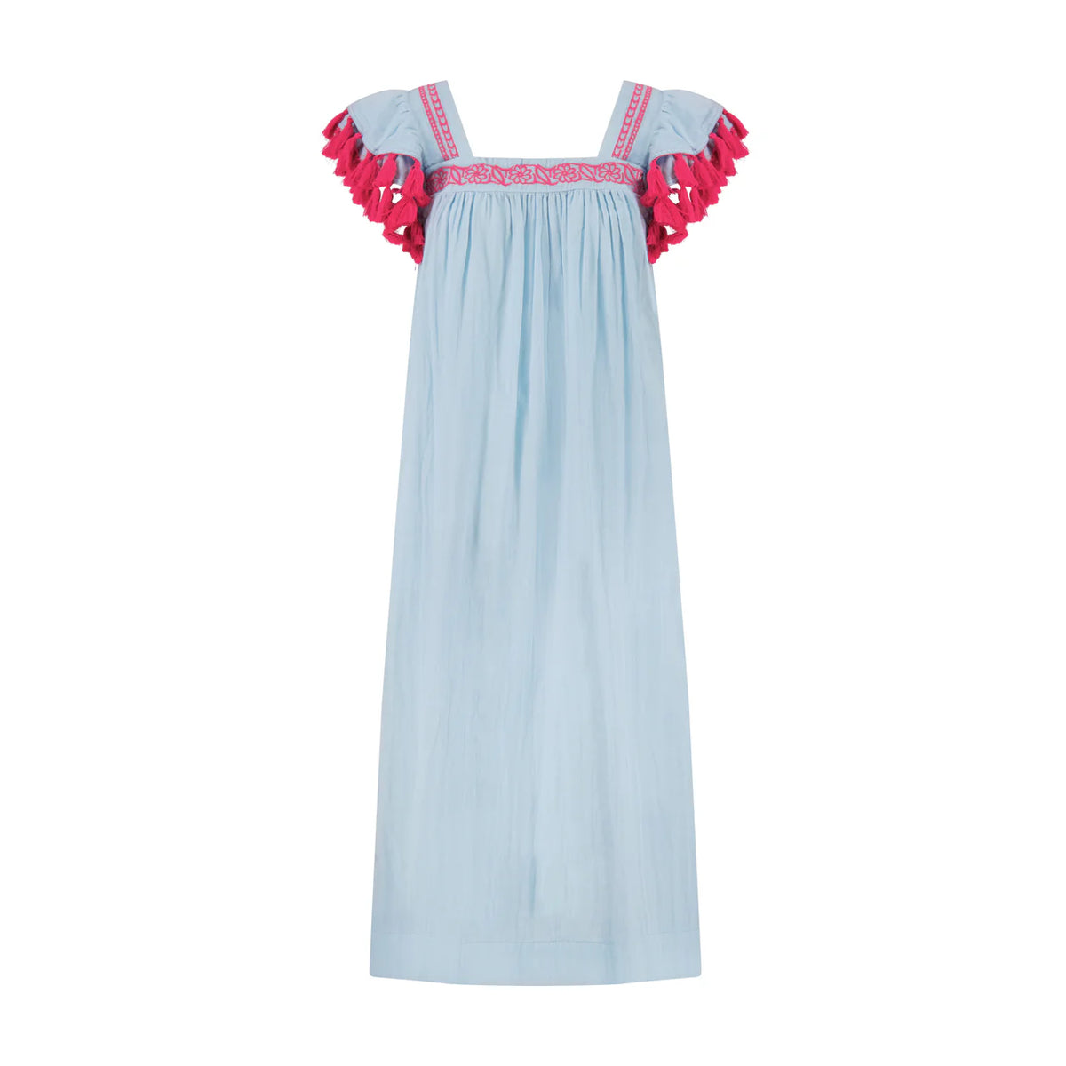 Mer St. Barth Maxi Sandrine Womens Dress -Sky Embroidery