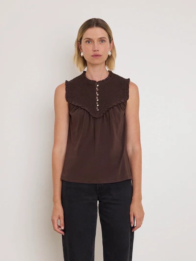 Nation Ltd Nelly Smocked Top - Cocoa