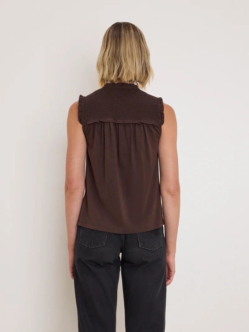 Nation Ltd Nelly Smocked Top - Cocoa