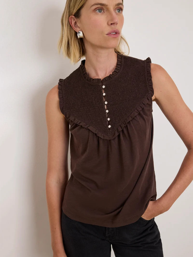 Nation Ltd Nelly Smocked Top - Cocoa