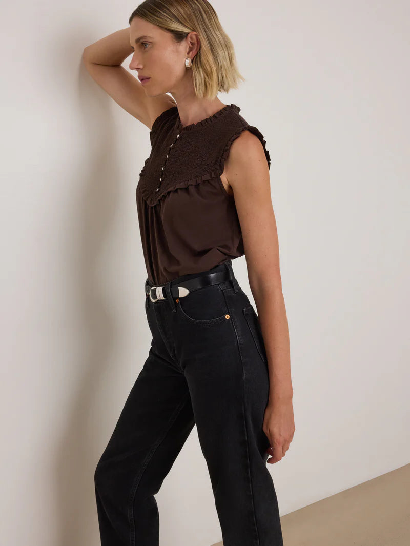 Nation Ltd Nelly Smocked Top - Cocoa
