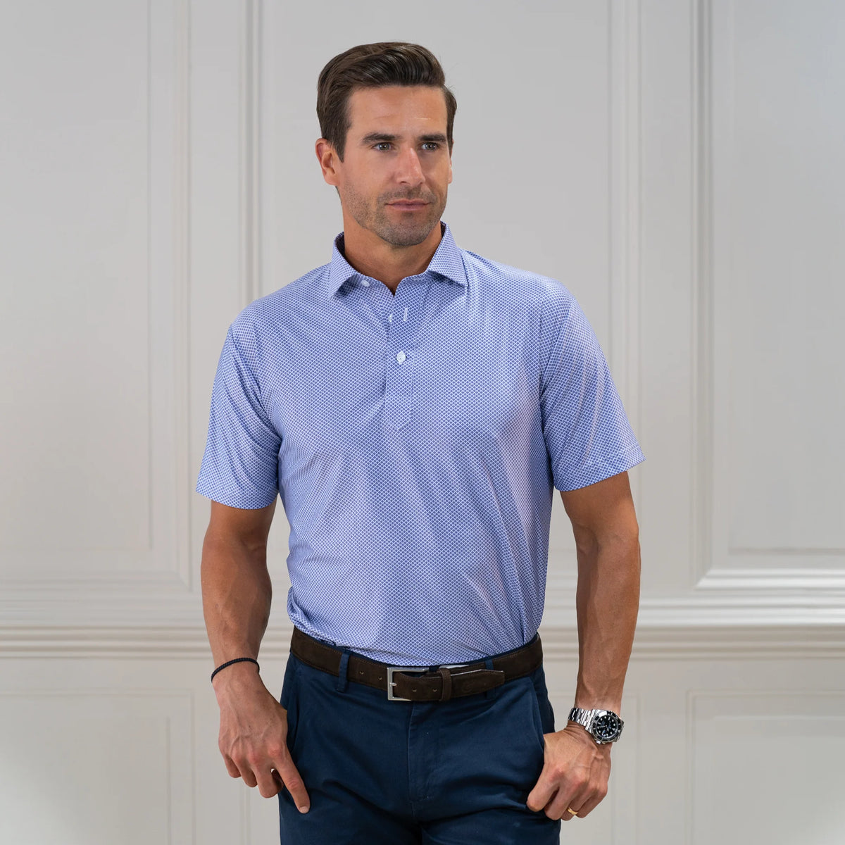 Collars & Co. Featherweight Flex Polo- Congressional Navy
