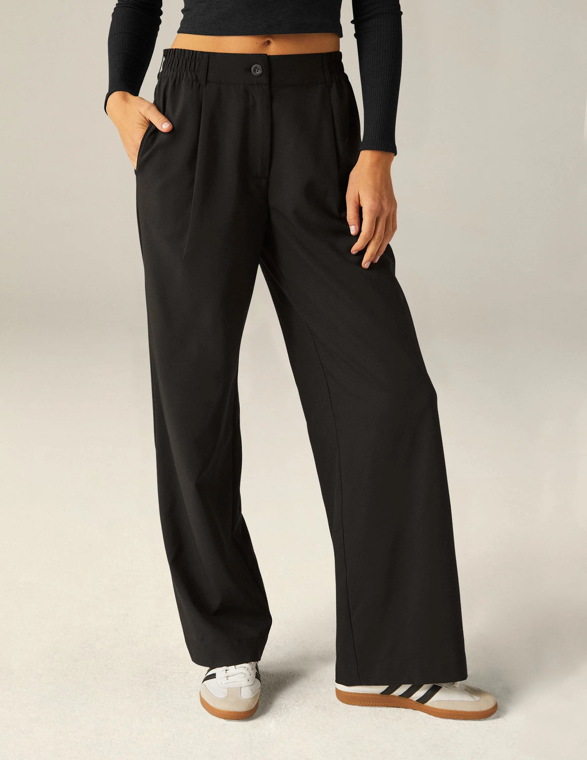 Beyond Yoga Status Wide Leg Trouser - Black