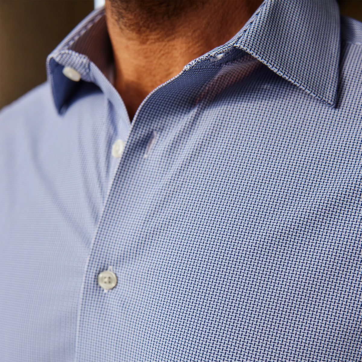 Collars & Co. Apex Performance Dress Shirt- Navy Mini Basketweave