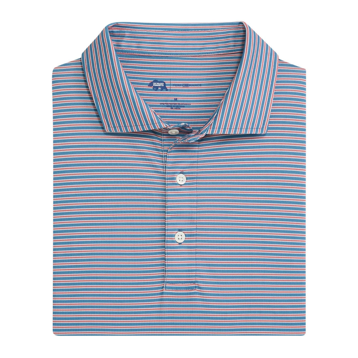 Onward Reserve Trophy Stripe Performance Pique Polo - Captains Blue