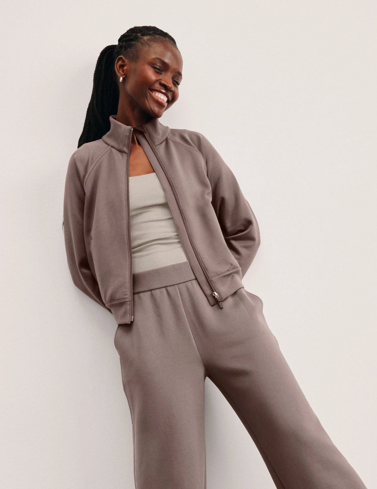 Beyond Yoga In The Flow Bomber Jacket - Cappuccino
