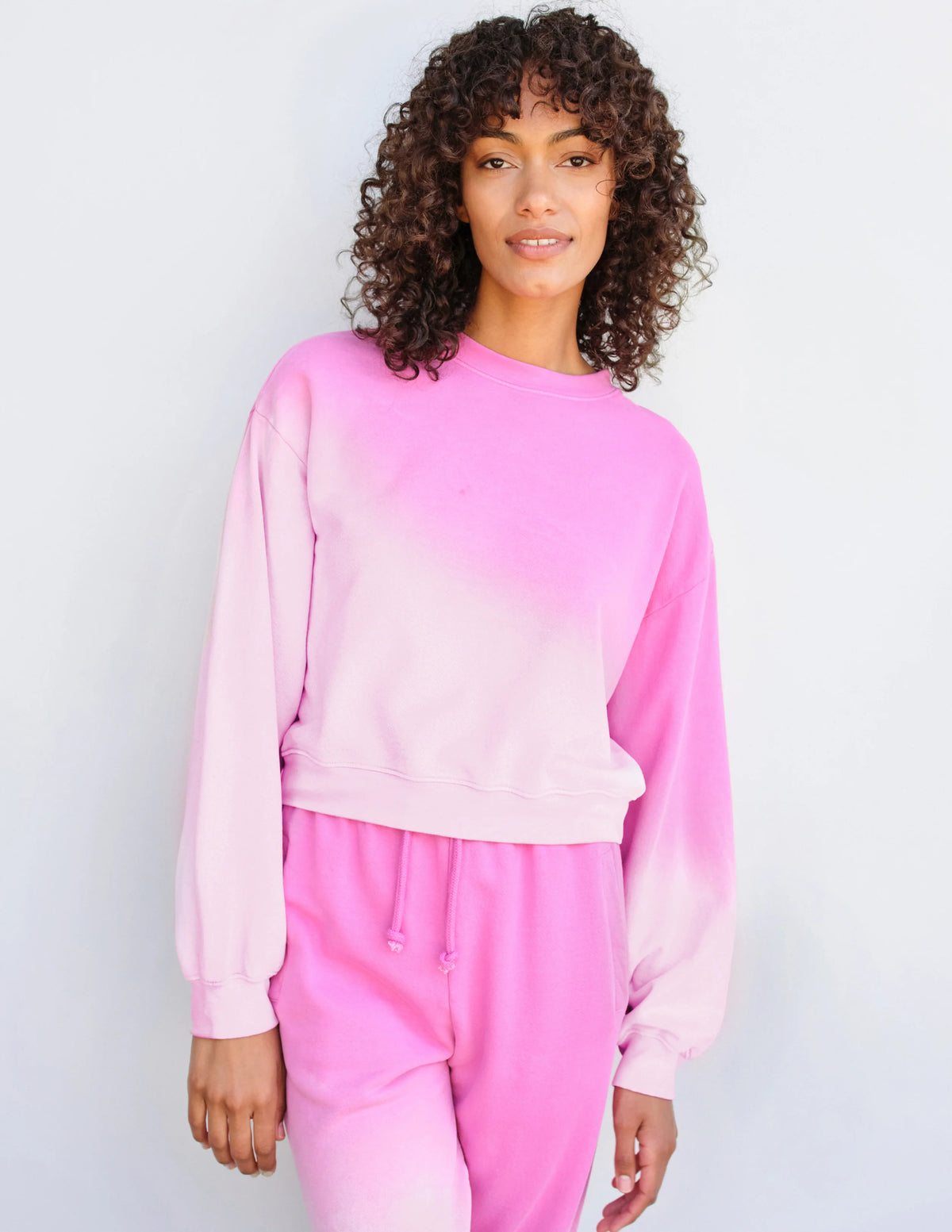 Sundry Cropped Sweatshirt - Flamingo Ombre