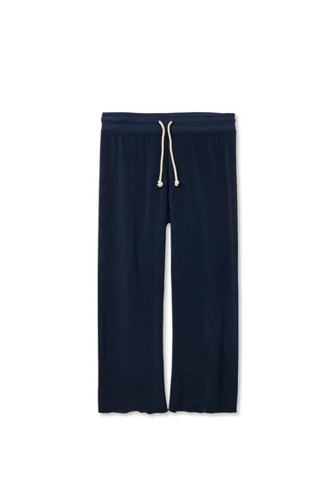 Perfect White Tee Eliana loop terry capri pant- Navy