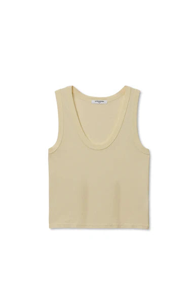 Perfect White Tee Khara Cotton Binded Tank - Custard