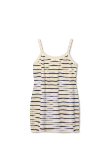 Perfect White Tee Loveshack Loop Terry Mini Dress - Cobalt/Sugar Stripe