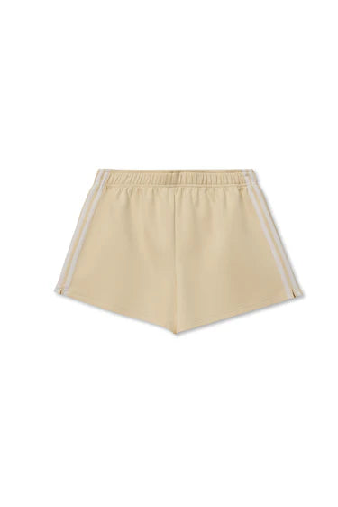 Perfect White Tee Mikayla Pureform Sport Short w/ Side Stripe - Custard