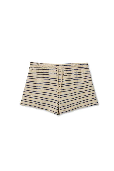 Perfect White Tee Summer Loop Terry Sweat Shorts - Cobalt/Sugar Stripe