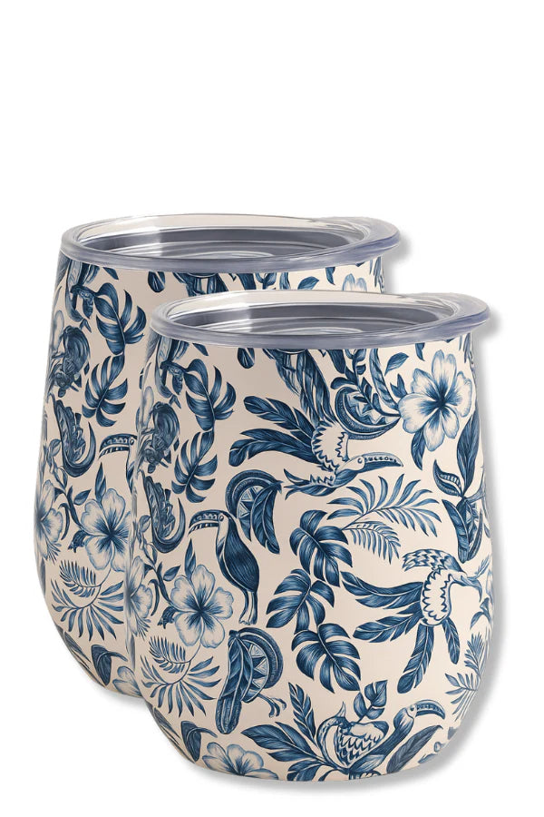 Walker & Wade Wine Tumbler (Set of 2) / Blue Banana Toucan