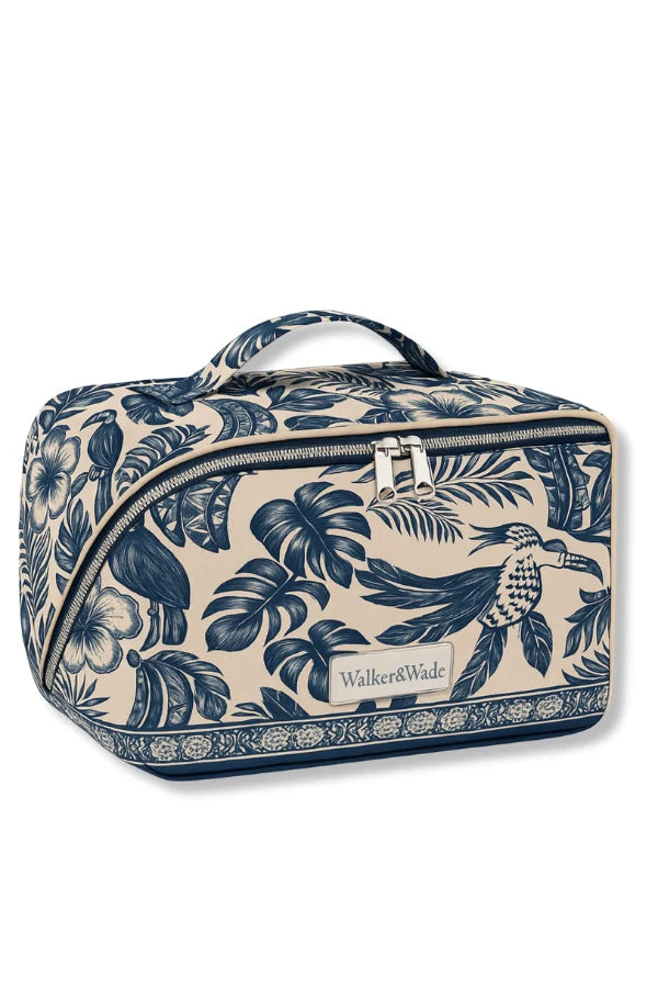 Walker & Wade Leather Makeup Bag / Blue Banana Toucan