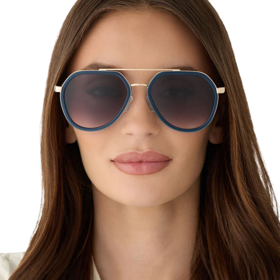 DIFF Eyewear Joey Polarized Sunglasses - Clubhouse blue brushed gold
