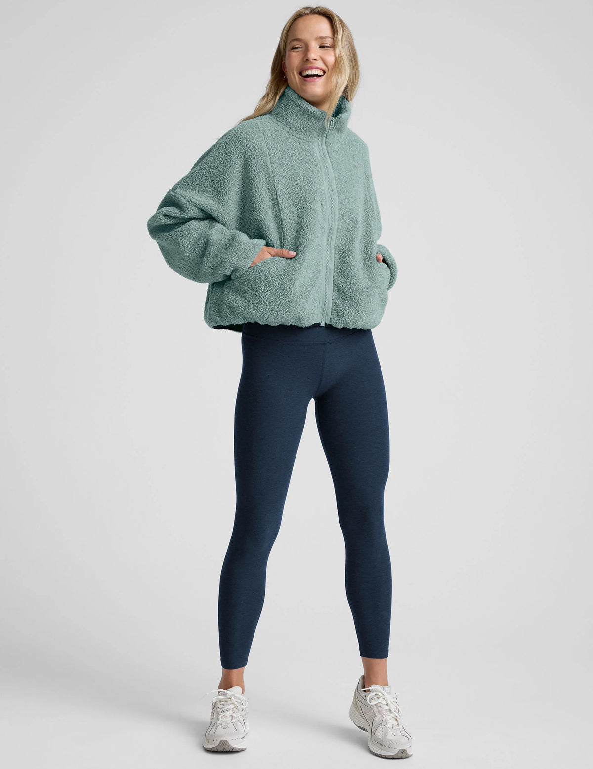 Beyond Yoga Unity Zip Jacket - Misty Blue Heather